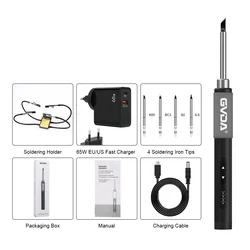Portable Electric Soldering Iron with Ceramic Heater - Ideal for Welding, Rework, and Repair Tasks (GD301 full kit)