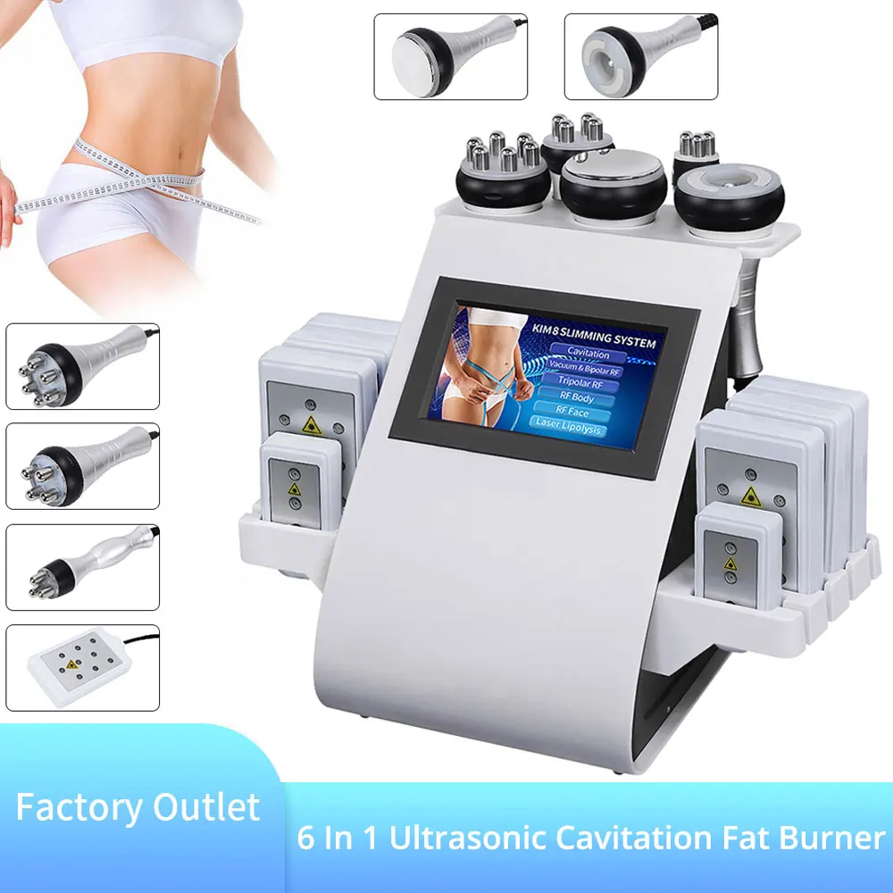 6 In 1 Bruciatore Di Grasso A Cavitazione Ultrasonica Rf Riduzione Laser A Radiofrequenza Lipolaser Macchina Dimagrante Bellezza Per Tutto Il Corpo