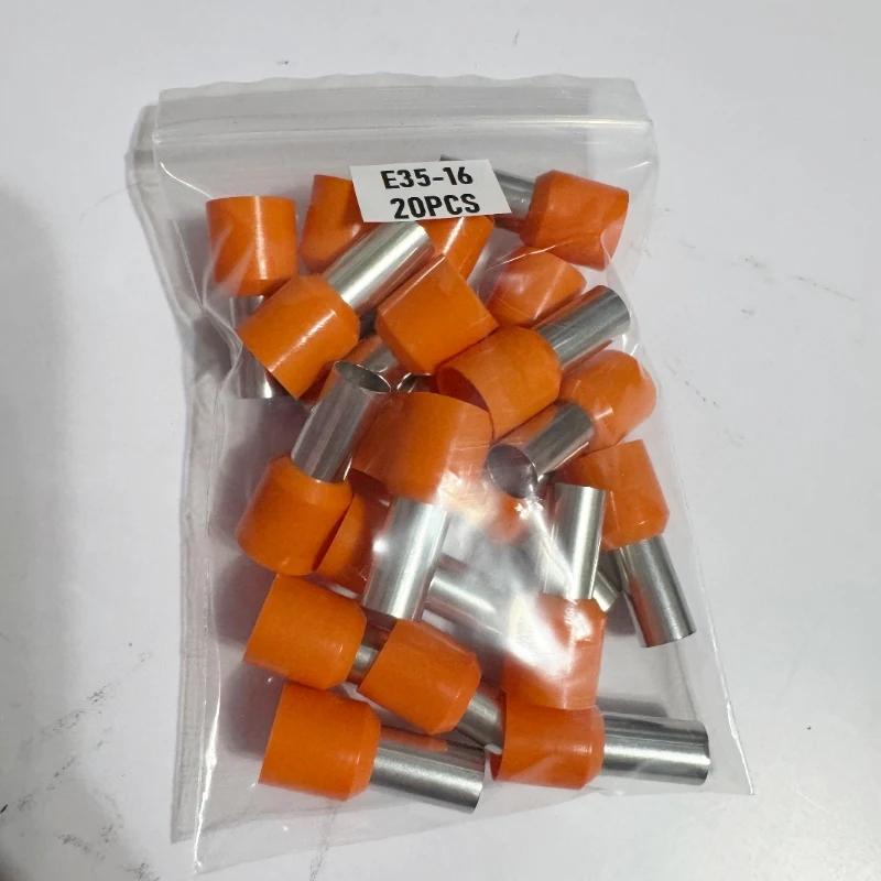 Wire Insert 35mm&sup2; Starfix A.W.G#2 Insulated Ferrules Cable Lug End Connector Cold Crimping Copper Terminal E35-16 20PCS wire connectors,terminal connector,copper wire lugs