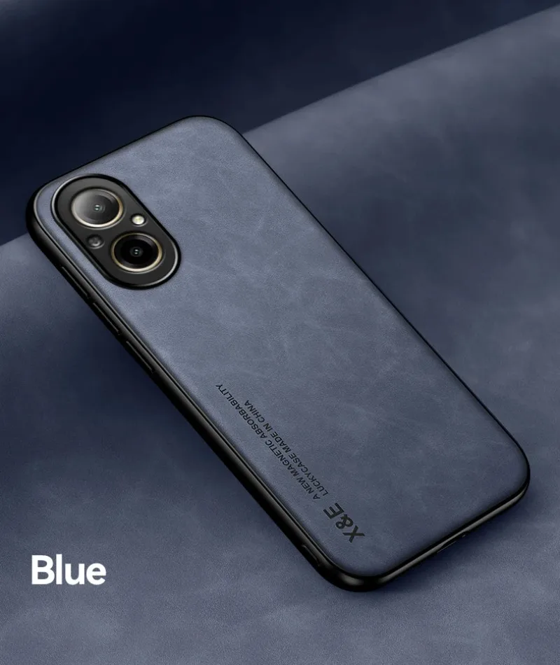 Luxury Leather Phone Case with Metal Plate