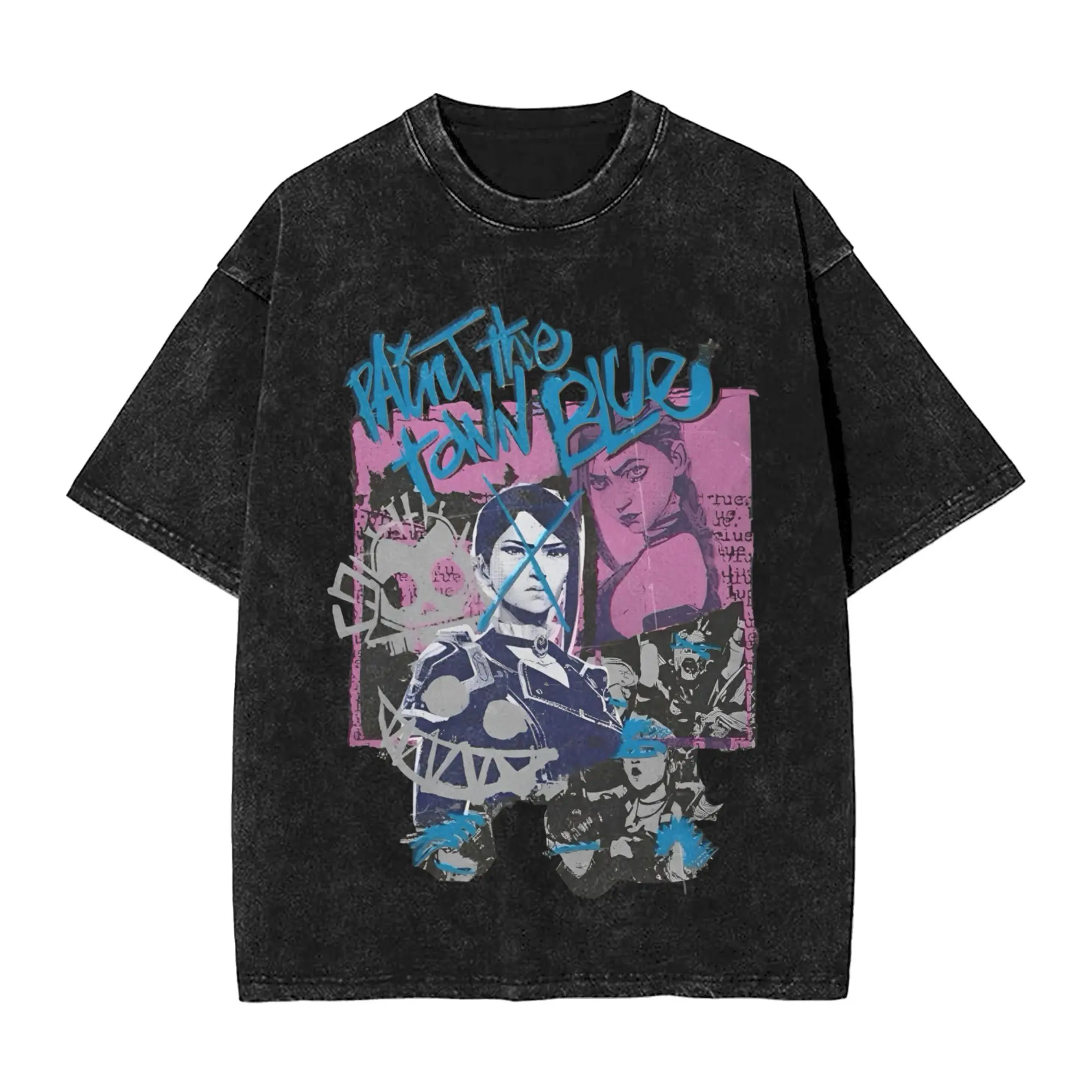 Arcane-Themed Men's Washed Novelty Tee - Short Sleeve Crew Neck 100% Cotton Shirt