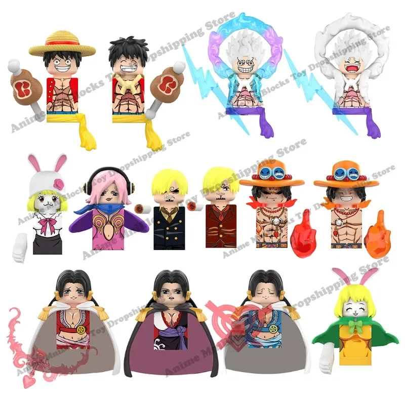 Wm Blocks Dy Nika Rufy Hancock Ace Sanji New World Reiju Carota Anime Bricks Dolls Mini Action Toy Figures Building Blocks