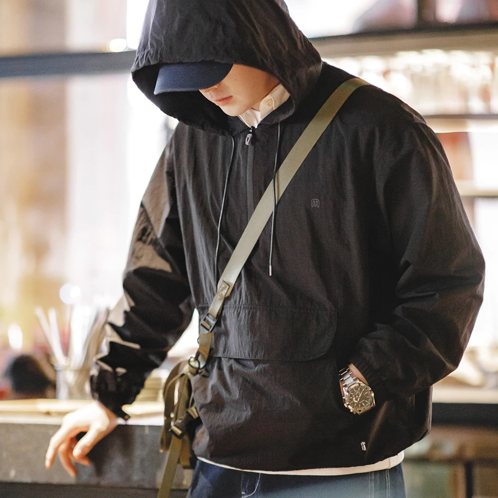 Maden New Outdoor Half-zip Hooded Jacket Mountain Sports Style Sweatshirt  And Loose Casual Pullover for Men's Daily 2