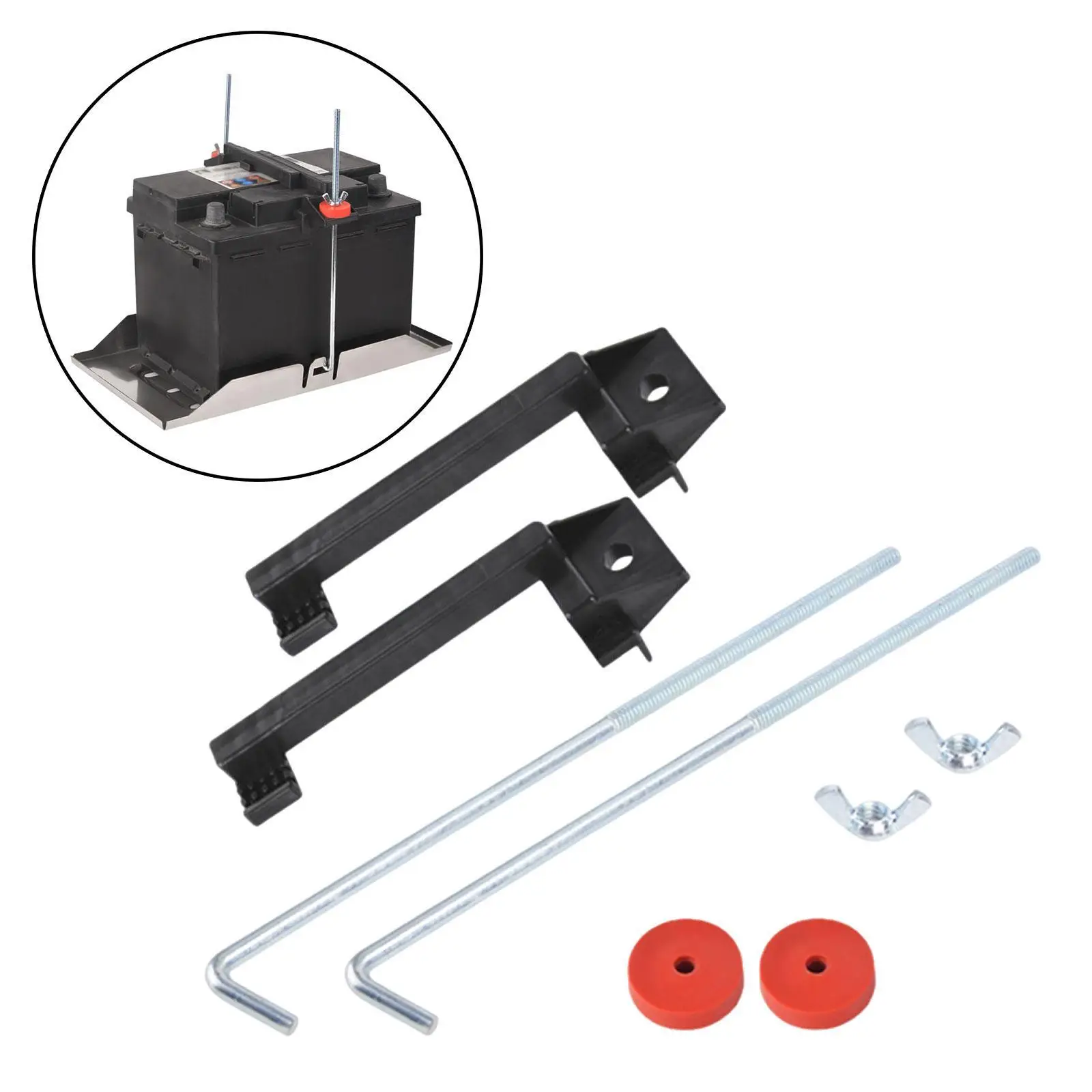 Car Battery Hold Down Set Mounting Bracket Support Easy to Install Heavy Duty Practical Automotive Accessories for RV Yacht