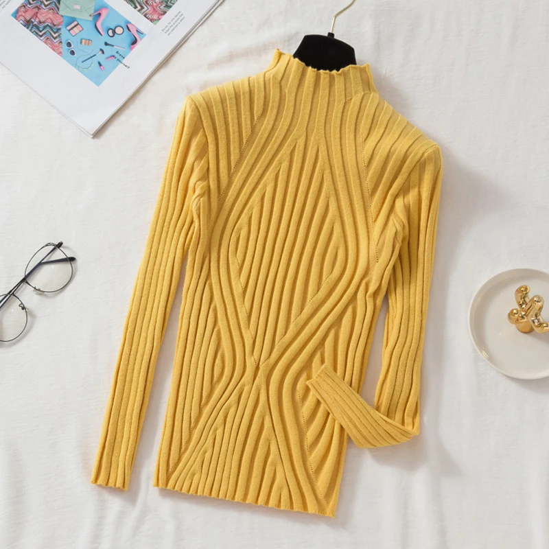brown sweater AOSSVIAO 2022 Knitted Women high neck Sweater Pullovers Turtleneck Autumn Winter Basic Women Sweaters Slim Fit Black black cardigan Sweaters