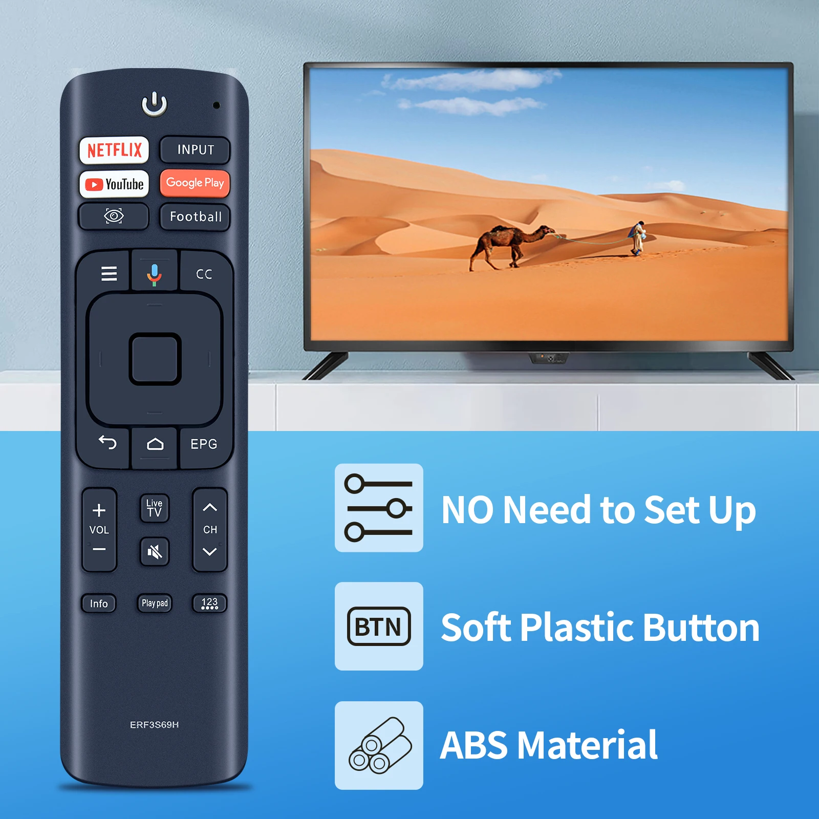 Substituição Controle Remoto Fit para Hisense tv Erf3s69h - Image 6