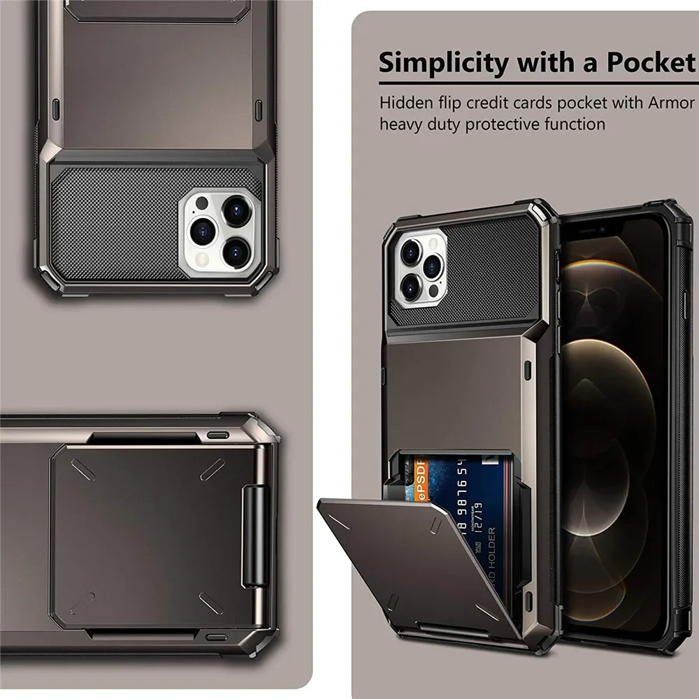Wallet Phone Case with 4-Card Slot and Credit Card Holder