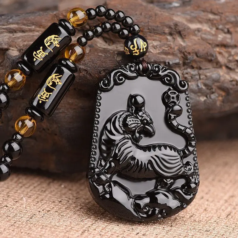 aliexpress.com - 2022 New Obsidian Twelve Constellation Pendant National Wind Tiger Necklace Men and Women Couple Faith Amulet Jewelry