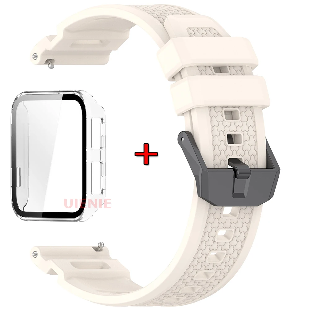 Premium Silicone Watch Band with Protective Case - Sport Replacement Wristband & Cover