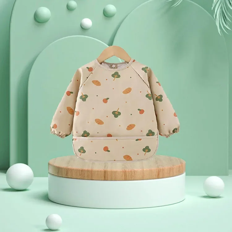 Waterproof Oil-resistant Long-sleeve Baby Apron Feeding Smock Child Cover-up Antiwear Infant Overalls Cuisine Smock Children