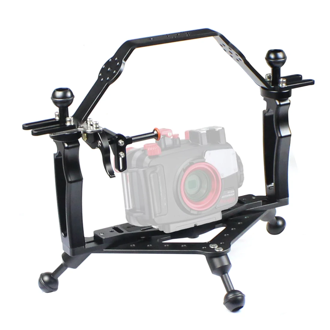 Tauchen Tablett Dual Griff Grip Expansion Lift Up Mount Aluminium Handheld LED Blitzlicht Halterung DSLR Unterwasser Fotografie Werkzeug – Detail 32