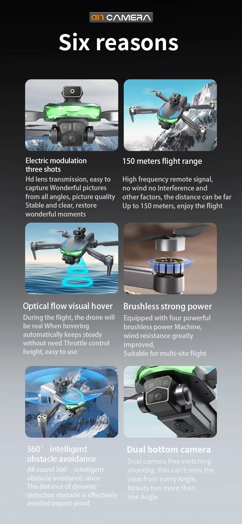 Dron sin escobillas de alta definición para fotografía aérea, cuadricóptero plegable para evitar obstáculos, avión de control remoto, juguete para niño