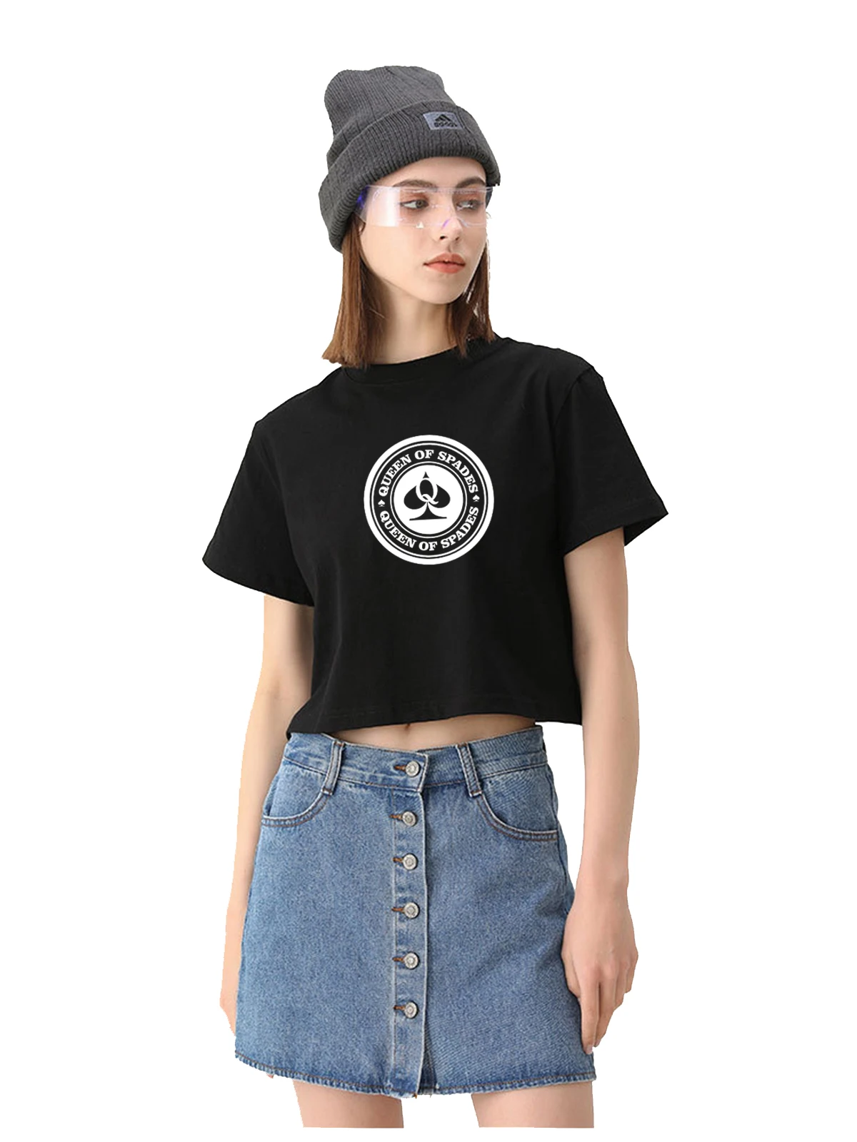 

Женская хлопковая Футболка с принтом «Queen Of Spades»