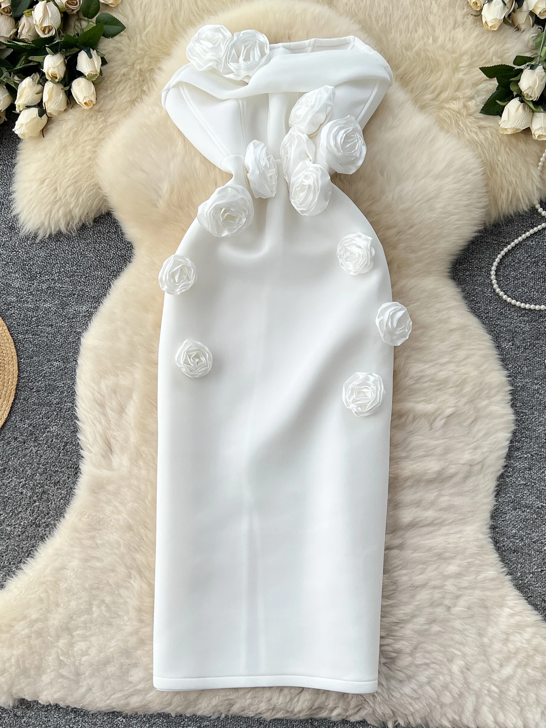 فستان حفلات زهور ثلاثية الأبعاد