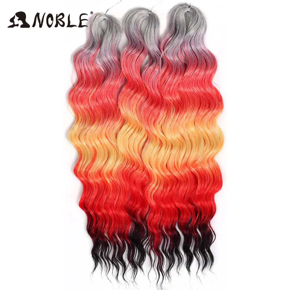 Noble 24 Inch Synthetic Hair Water Wave Braiding Hair Extensions Ombre Rainbow color Deep Wave Curl Twist Crochet Hair Extension