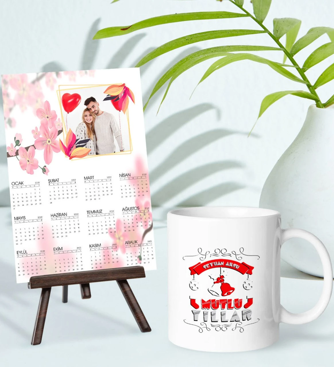 Personalized Christmas Design Mug Cup And 13X18Cm Photo Board Easel 2022 Calendar Gift Seti 43|Mugs| - Aliexpress
