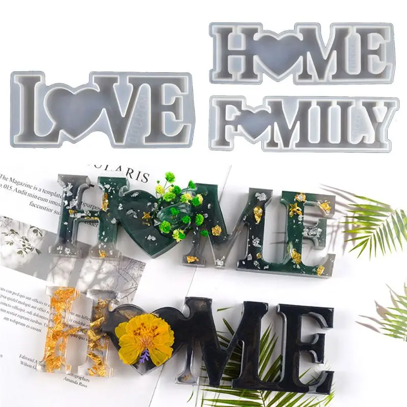 1/3 Pieces Love Home Family Silicone Mold Love Sign Word Mold Epoxy Molds Art diy epoxy resin house plate calendar week listing mold rectangular love tassel sign silicone mold handicraft accessories