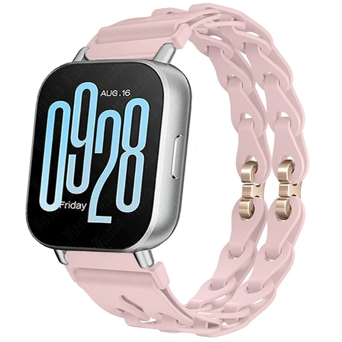 Enhanced Silicone Chain Strap for Smartwatch, 22mm Wristband Bracelet Replacement Accessory