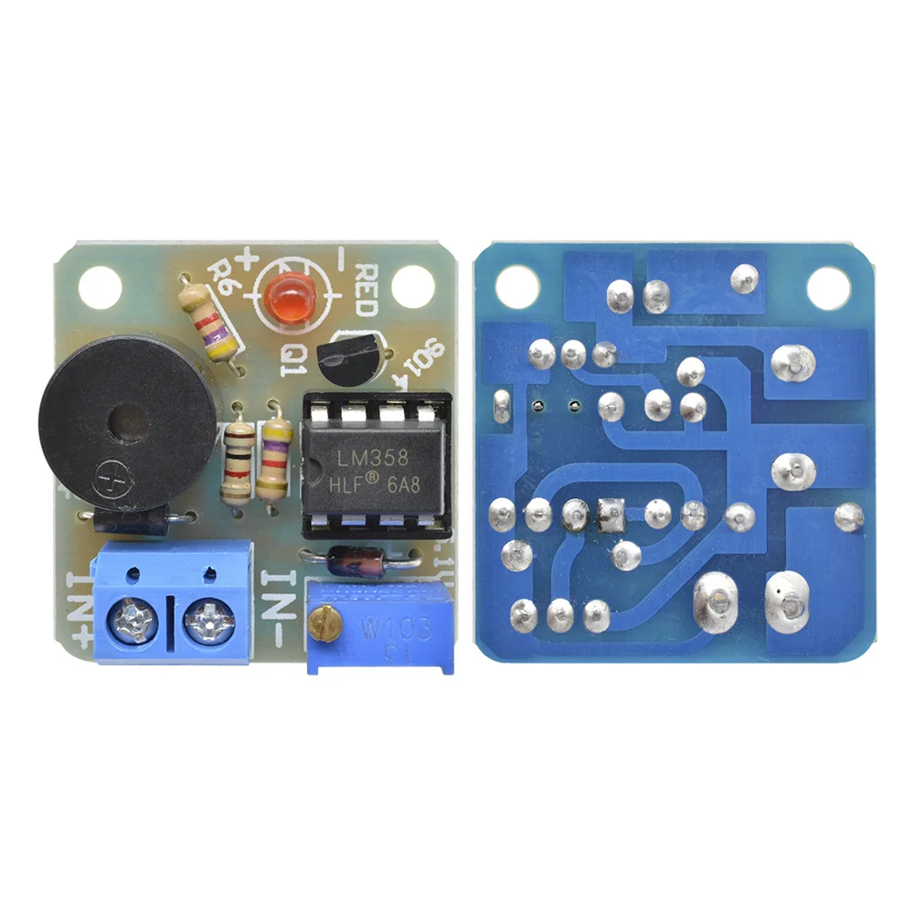 12V LM358 Accumulator Sound Light Alarm Board Buzzer Prevent Over Discharge Controller Module Overvoltage Protection