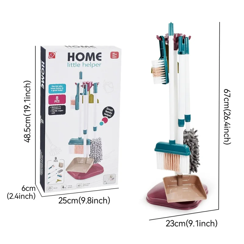 Kids Simulated Life Cleaning Toys Children's Pretend Play Cleaning Set and Sanitation Simulation Broom Vacuum Cleaner Tool Toy 6