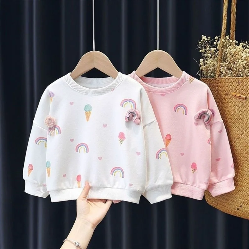 

Girls Hoodies Sweatshirts Cotton Tops 2023 Casual Autumn Windproof Kids High Quality Children's Clothing