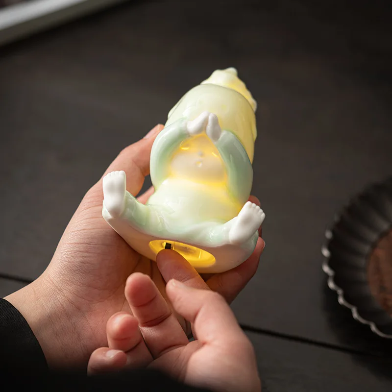 귀여운 작은 물고기 세라믹 장식 새로운 중국 스타일 재미 있은 차 애완 동물 펜 홀더 홈 실내 향 홀더 향 버너