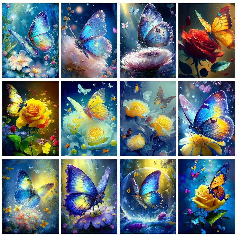 

GATYZTORY Oil Painting By Numbers For Adults Butterfly And Flower For Adults Number Painting Diy Gift Home Decoration Artwork