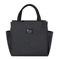Insulated Portable Lunch Bag with Dual Side Pockets and Beverage Storage (Black)