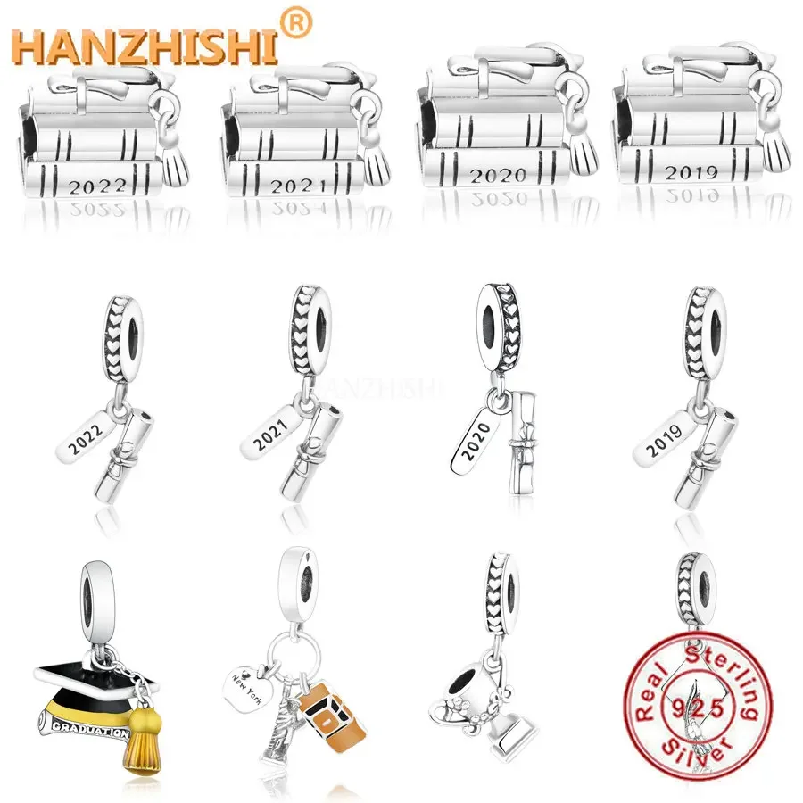 Fit Original Charms Bracelet New Design 925 Sterling Silver Graduation Books Engraved 2021 Beads Charms Jewelry Making 