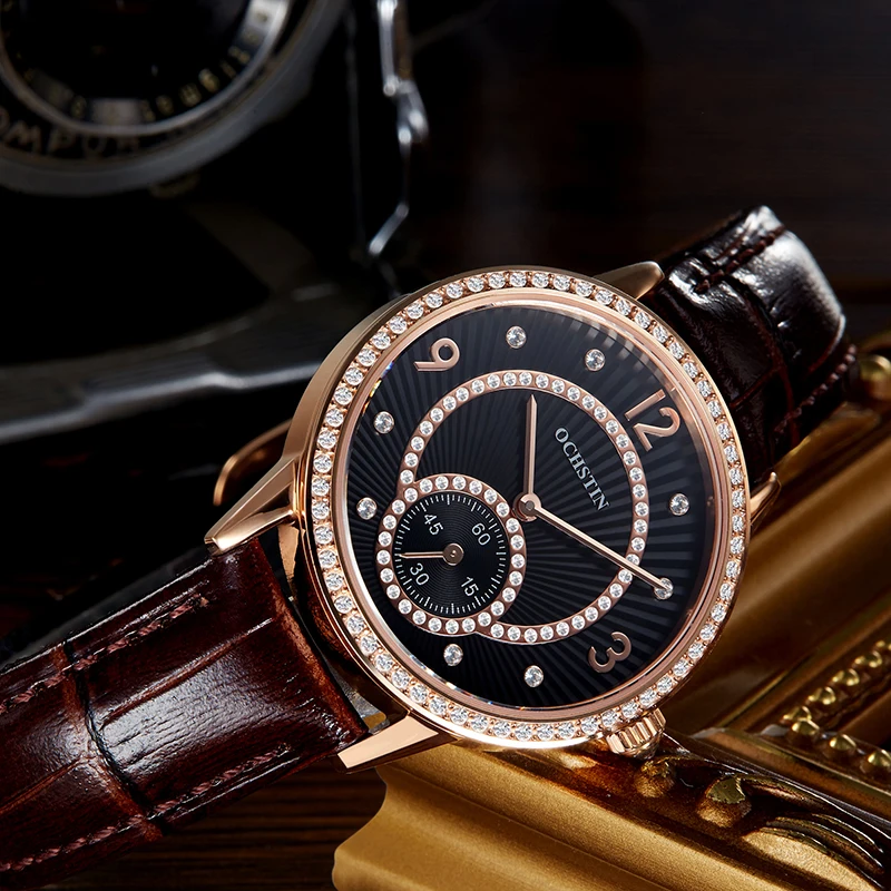 High Quality Women Fashion Dress Watch OCHSTIN Luxury Diamond Crystal Stainless Steel Japan Quartz Waterproof Date Ladies Watch