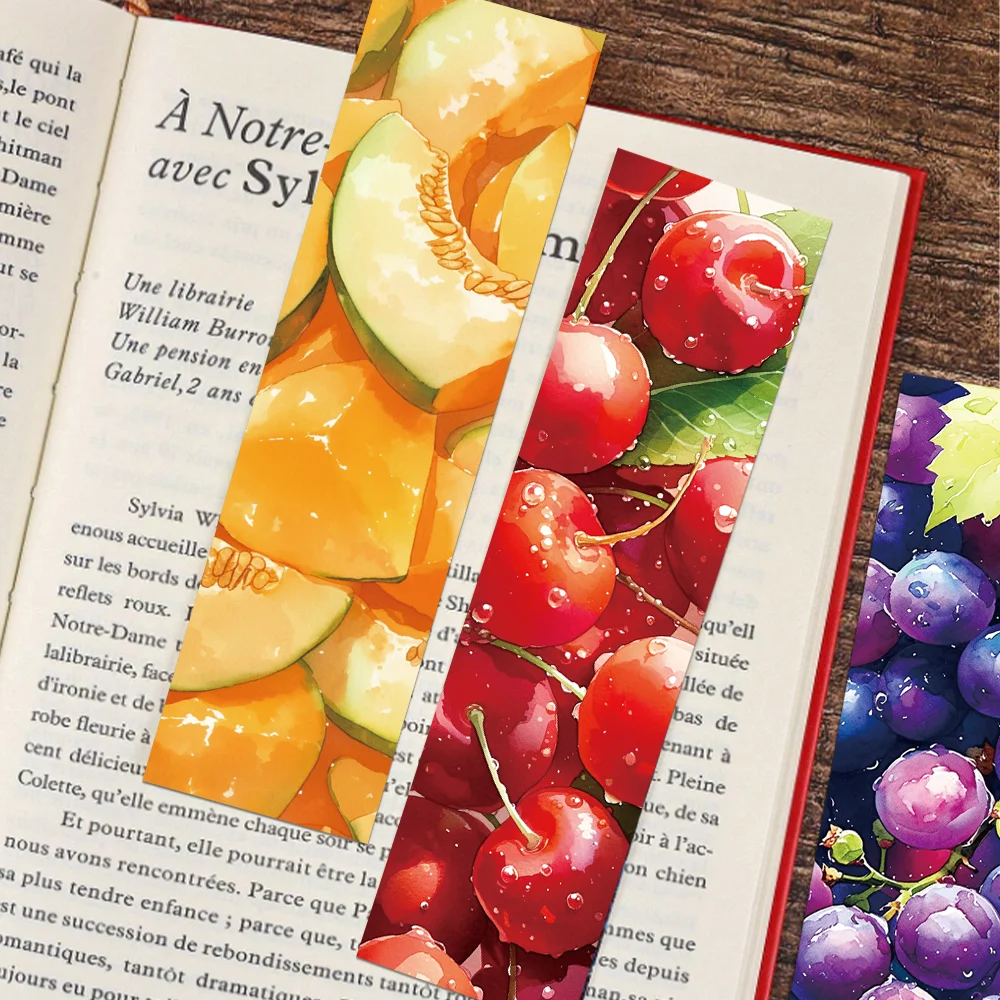 30pcs colorful fruit bookmarks Reading pages Books Labeling paper cards Students creative gifts Page Labeling bookmarks