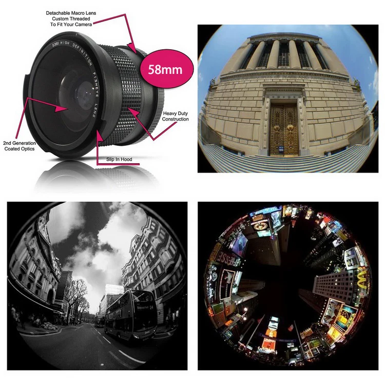 Fisheye Wide Angle Lens+Macro lens 58mm 0.35x  for 58mm Canon 70D 60D 7D 6D 700D