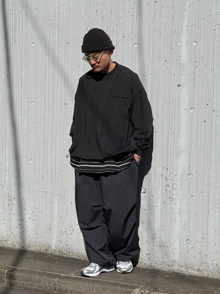 Qui Dry Nylon Long Sve Loose Fit Outdoor T-irt Men's Spring Autumn Dstring Hem Japanese Sle Retro Mountain Sle