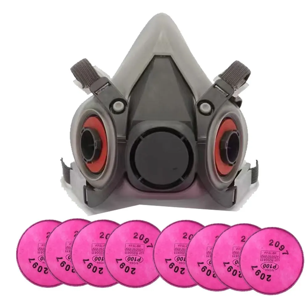Gas Mask Dust Mask Gas Respirator Face Respirator Half Face Respirator Mask Dustproof Respirator Respirator Filter Respirator Accessory Gas Mask Filter 6200 Gas Mask Half-face Dust Shield 5N11 Particle Filters Safety Respirator Mask Industrial Labor Paint Spray