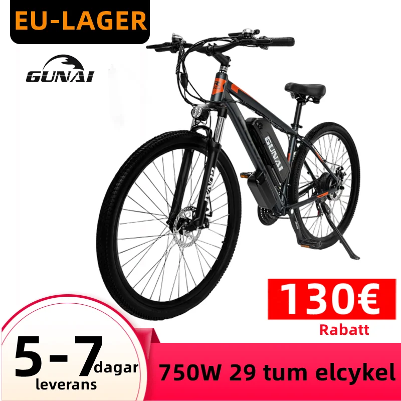 Gunai Bicicletta Elettrica 750W Motore, 21 Velocità 29 Pollici Fuoristrada Fatbike Pneumatico Bici Elettrica 48 V15Ah Batteria Mountain Adulto Moto