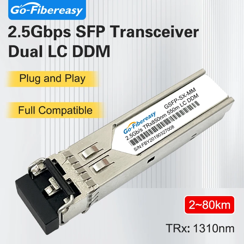

2.5Gbs SFP Optical Module Duplex LC 850nm/1310nm 2km,20km,40km,80km DDM SFP Transceiver Fiber Channel For Mikrotik/Zte/TP-Link