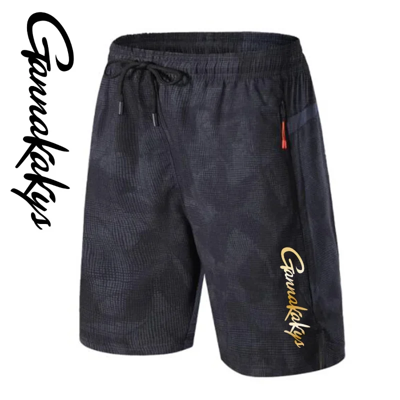Summer Fishing Shorts Men's Sports Elastic Quick Drying Pocket Running Shorts Slow Running Fashion Beach Men's