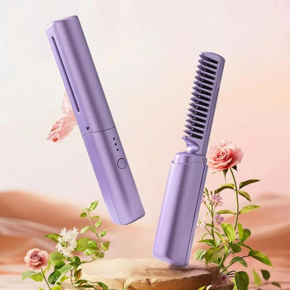 Description Picture 2 of itemUSB Lazy Wireless Hair Hot Comb Styling Rechargeable Hair Straightener 2 In 1 Wet And Dry Fast Heating Comb Home Appliances