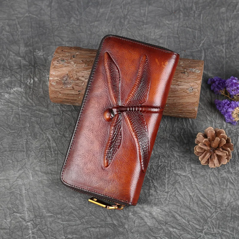 MOTAORA Retro Genuine Leather Women Wallet And Purses Ladies Long Purse Luxury Women's Wallets Card Money Phone Bag women wallet leather wallet women purse card wallet