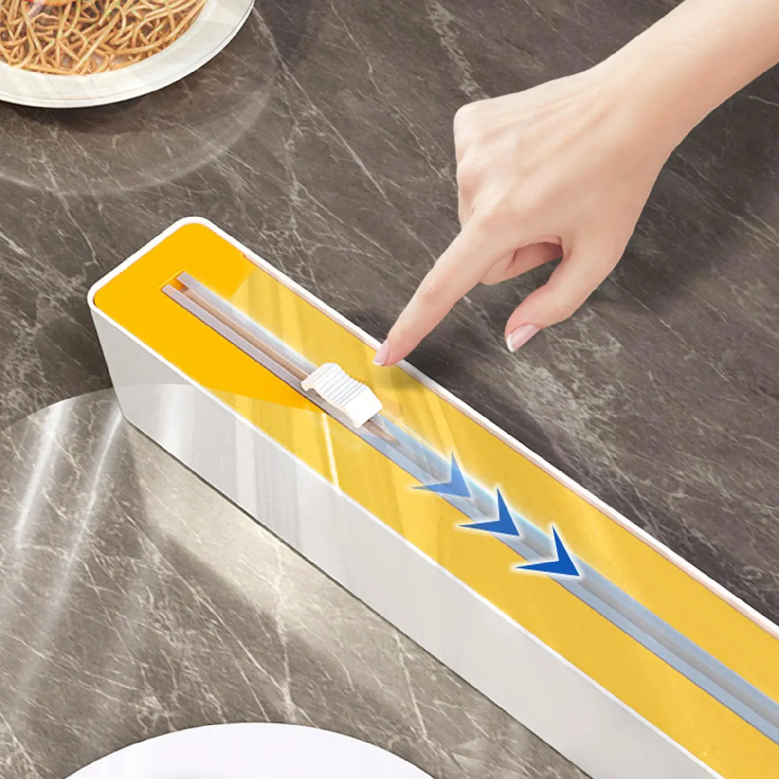 Sturdy Suction Base Food Wrap Dispenser with Cutter for Kitchen and Restaurant Use