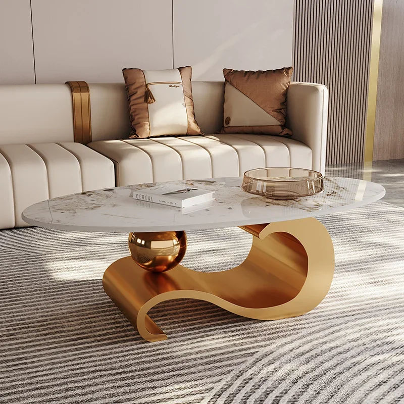 

Luxury Design Side Table Bedroom Legs Metal Nordic Oval Coffee Tables Living Room Mesa De Centro De Sala Entrance Hall Furniture