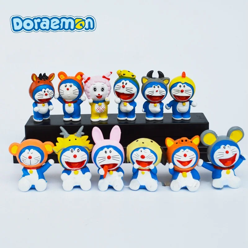 Аниме фигурка Doraemon Nobita Shizuka, экшн-фигурка, кавайное украшение для торта, автомобильное украшение, модель для косплея, кукла, игрушка, подарок на день рождения для детей