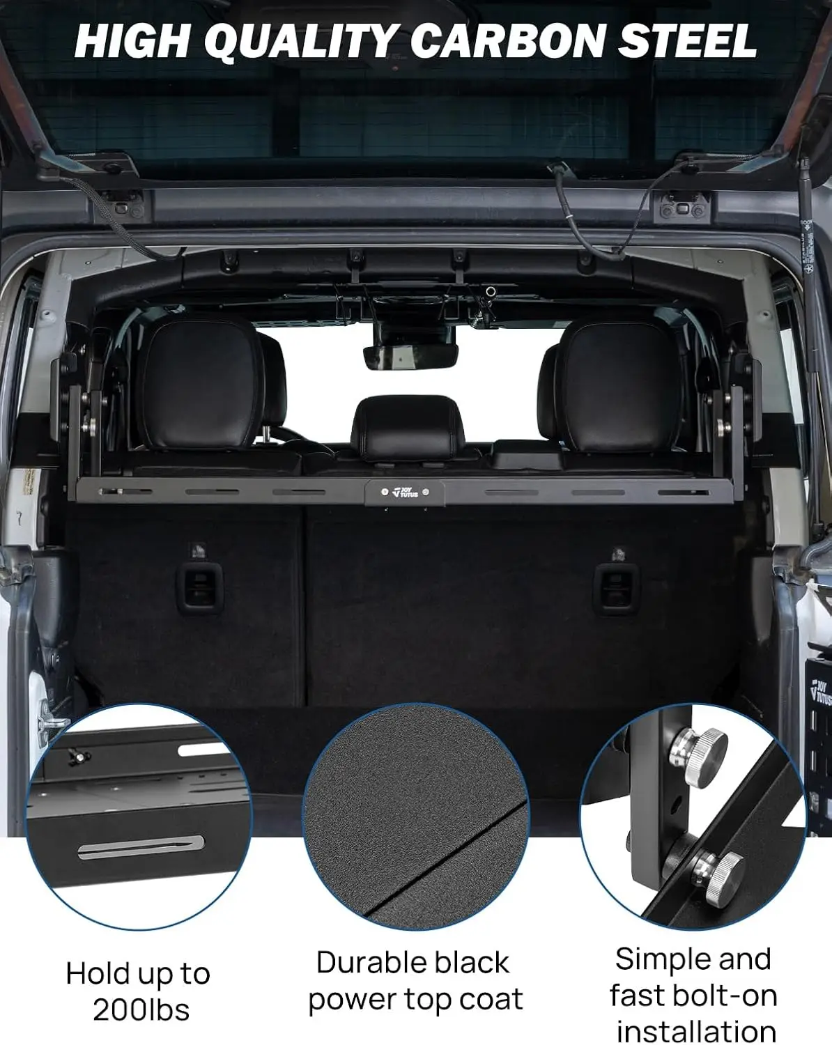 Rear Cargo Rack Basket Compatible with Wrangler JL 2018-2023 (Hard-Top Only, Not Fit 2024-2026), 350 LBS Adjustable Height Trunk