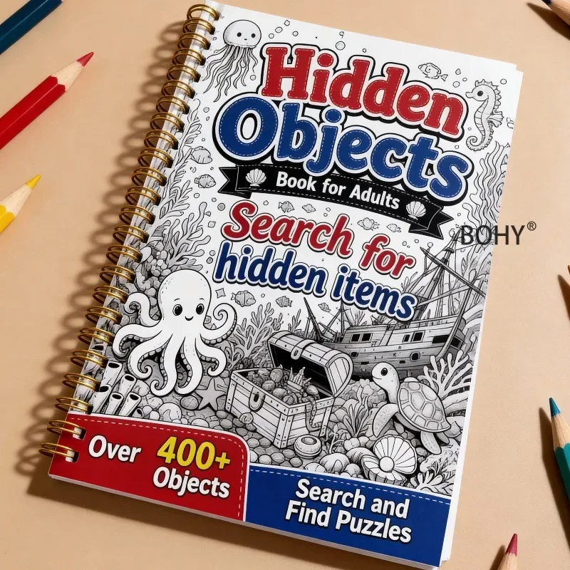 Stress-Relief Puzzle Game Book for Adults and Teens with Hand-Drawn Scenic Patterns, 25 Pages