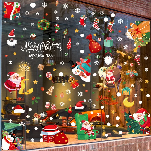 Cute Holiday 3D Effect Electrostatic Glass Stickers 2
