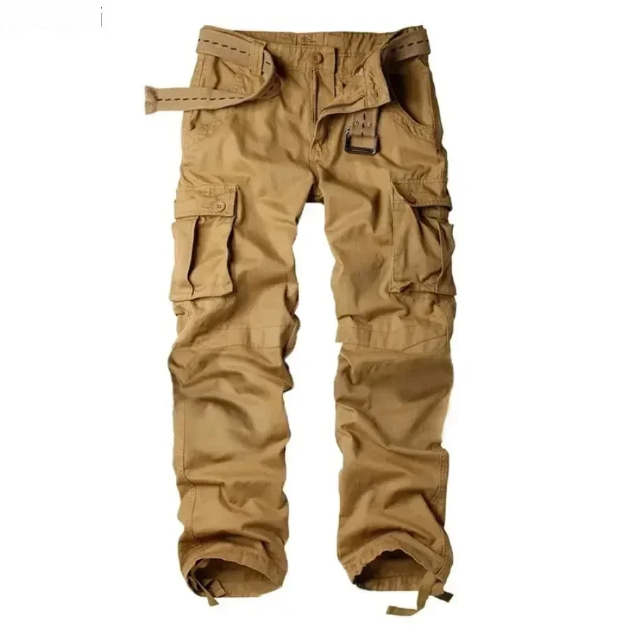 Pantaloni cargo mimetici da uomo Pantaloni da combattimento tattici multitasche alla moda Pantaloni casual da esterno larghi in puro cotone per uomo - immagine 5