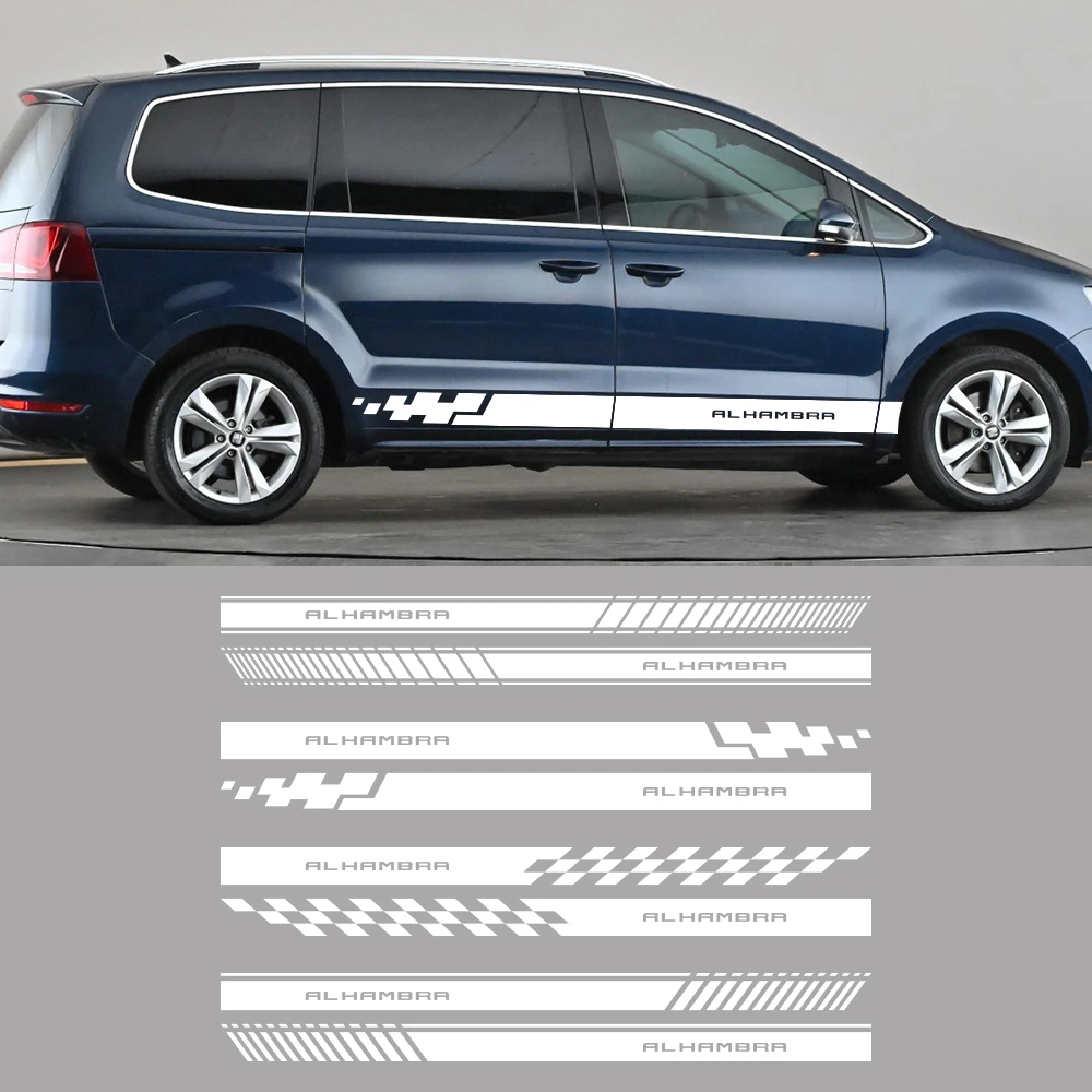 2PCS Car Door Side Stickers For Seat Alhambra 7n Camper Van Sport Stripes  Styling Graphics Tuning Auto Accessories Vinyl Decals