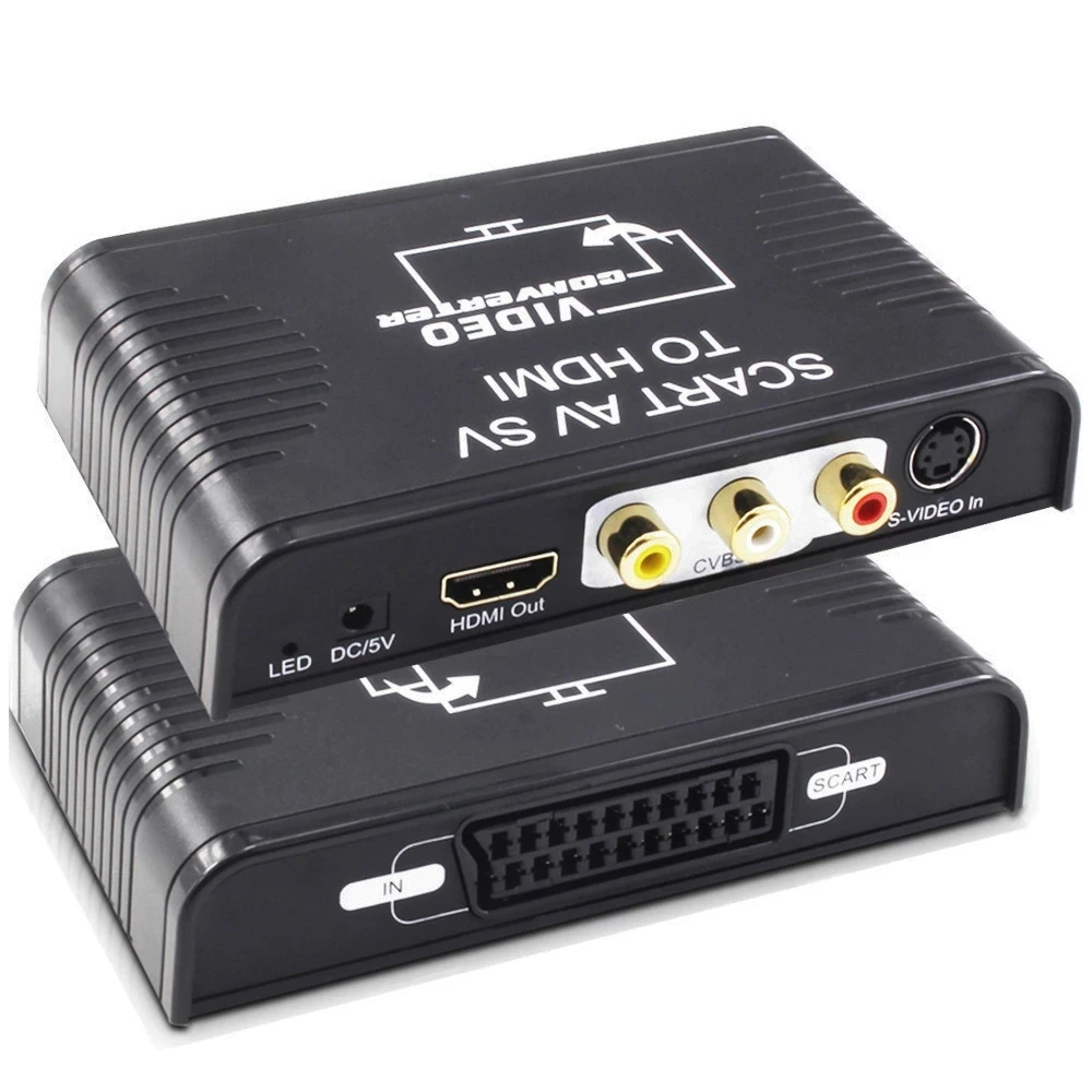 Convertitore S-Video Av Scart A Hdmi 3 In1 S-Video Composito Av Scart A Hdmi S-Video + Rca + Scart A Hdmi Per Lettore Dvd Stb Hdtv