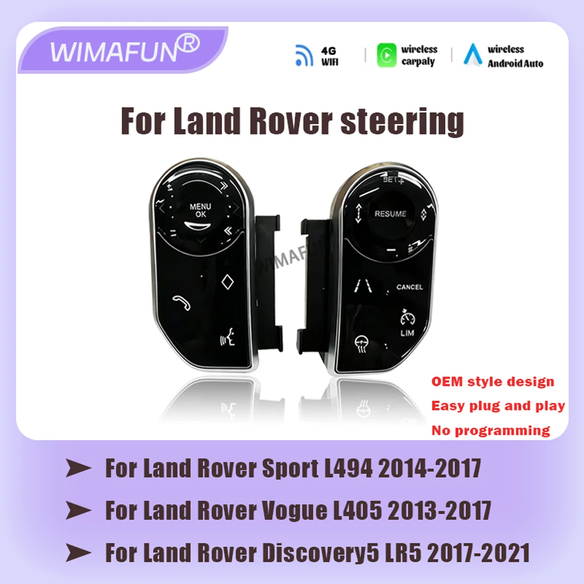 For Range Rover Sport L494 2014-2017 Car Steering Wheel Touch Button Vogue L405 2013-2017 Original Car Style Multimedia Player