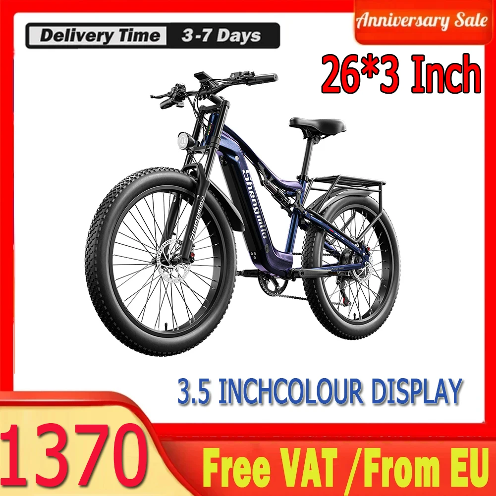 Shengmilo Mx03 2023 Bici Elettrica 26*3 "Pneumatico 500W Motore Bafang 25 Km/H Velocità Massima 48V Bicicletta Elettrica Bici Elettrica Da Uomo